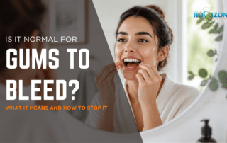 female patient of a dentist in boca raton flossing her teeth in the mirror